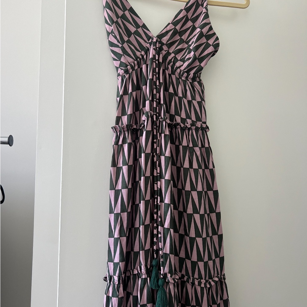 Pink and Black Geometric Pattern Dress